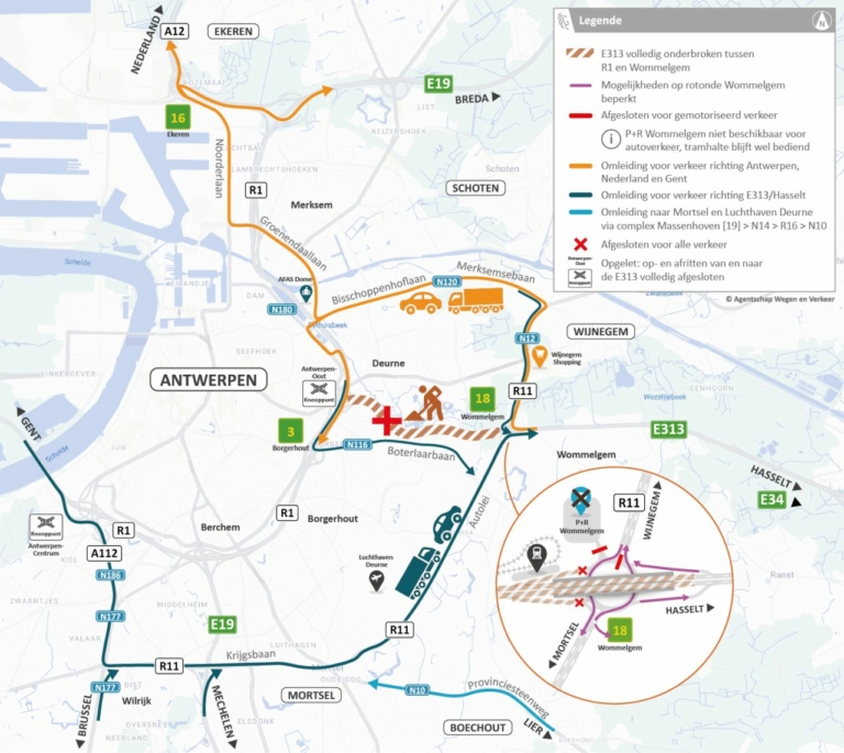 Sterke verkeershinder door vervanging bruggen E313 10-17april